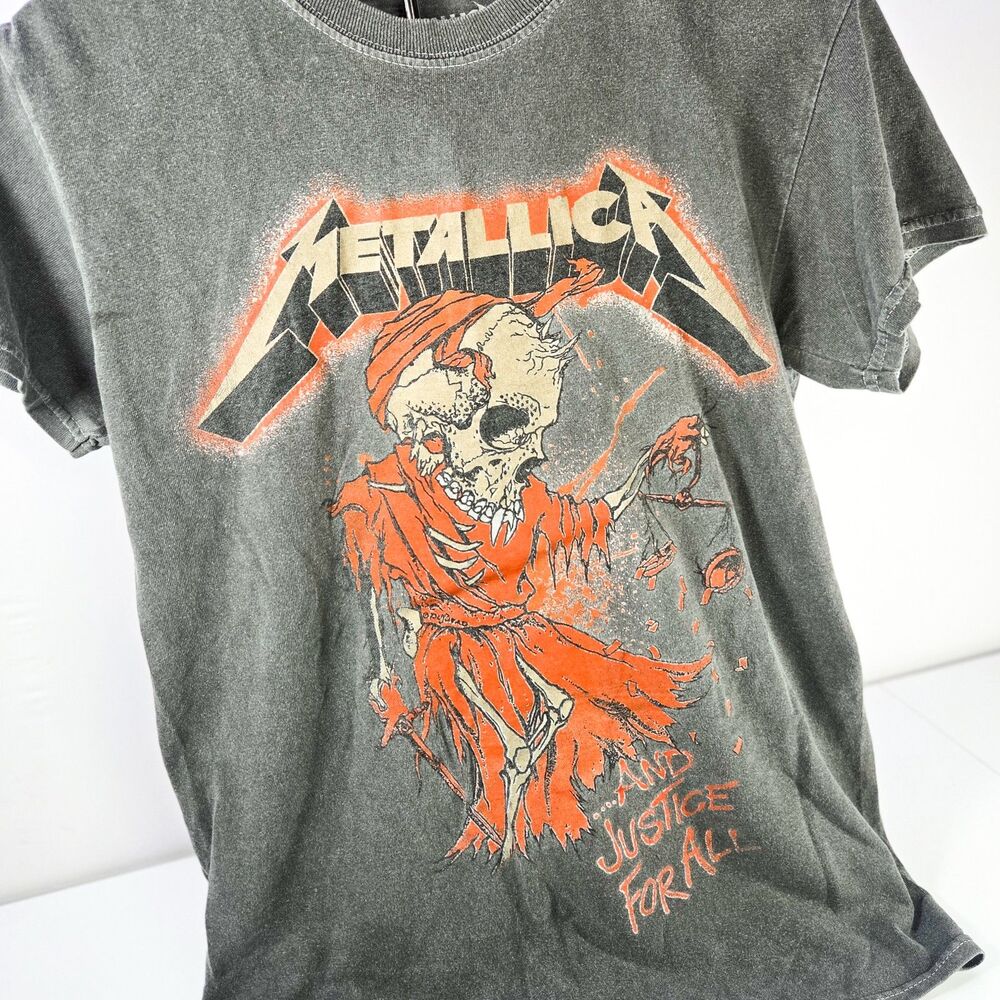 Metallica And Justice for All Skeleton Graphic T-Shirt Gray XS